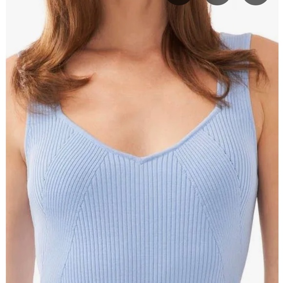 Halogen Blue Ribbed Fitted Sleeveless Tank Top by Halogen   XL - Picture 4 of 11